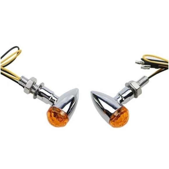 Motorcycle Turn Signals Light Chrome Silver Blinker Mini Bullet Indicator Set - Picture 5 of 6